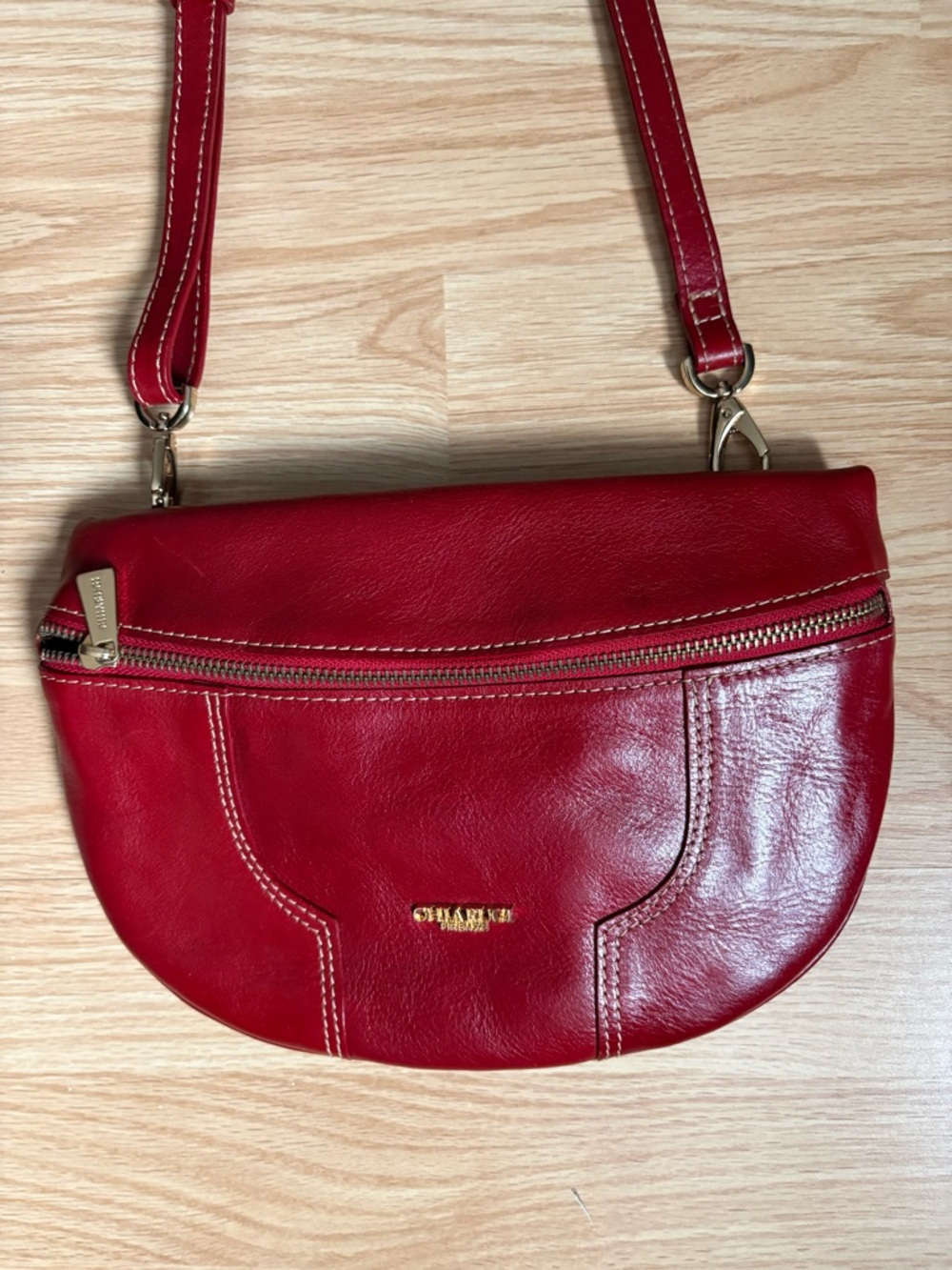 Brand new ! Chiarugi Firenze Leather Crossbody Bag with Gold Hardware
